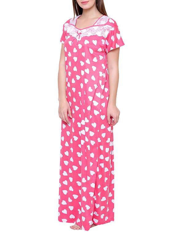 pink hosiery nightwear gown - 14870729 -  Standard Image - 1