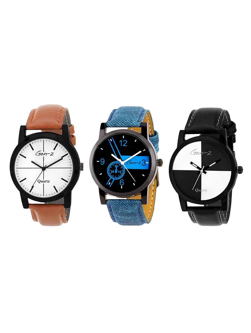 gen-z combo of 3 minimalist denim and chess watches