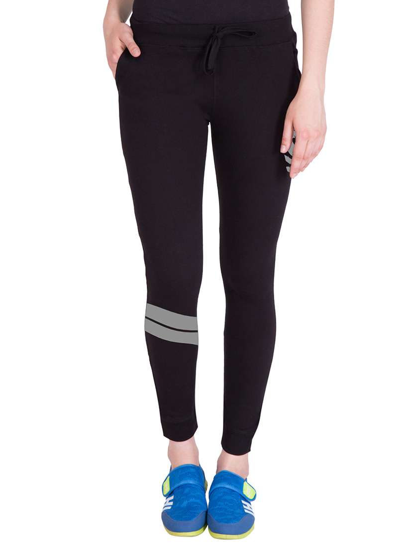 black cotton track pants