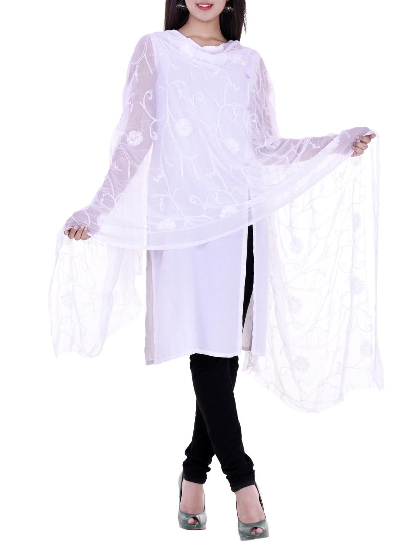 white chiffon dupatta - 14876837 -  Zoom Image - 0