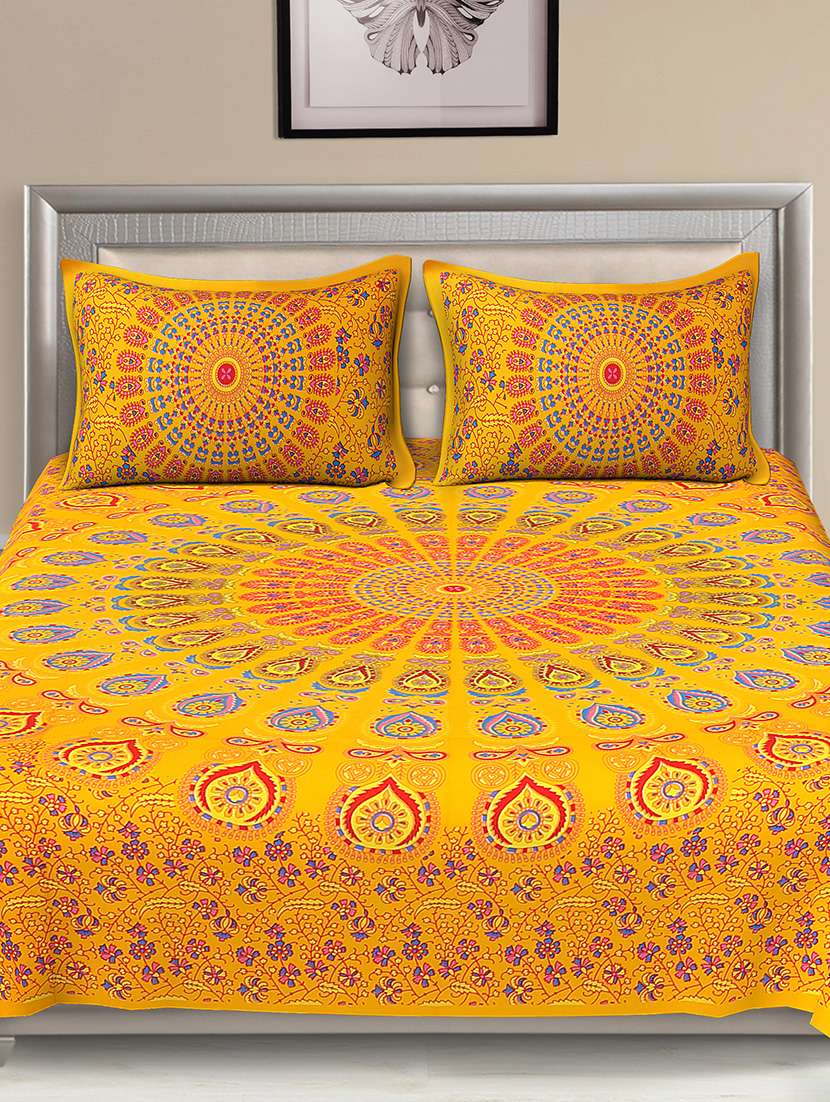 rajasthani traditional double bedsheet with 2 pillow covers - 14878199 -  Standard Image - 1