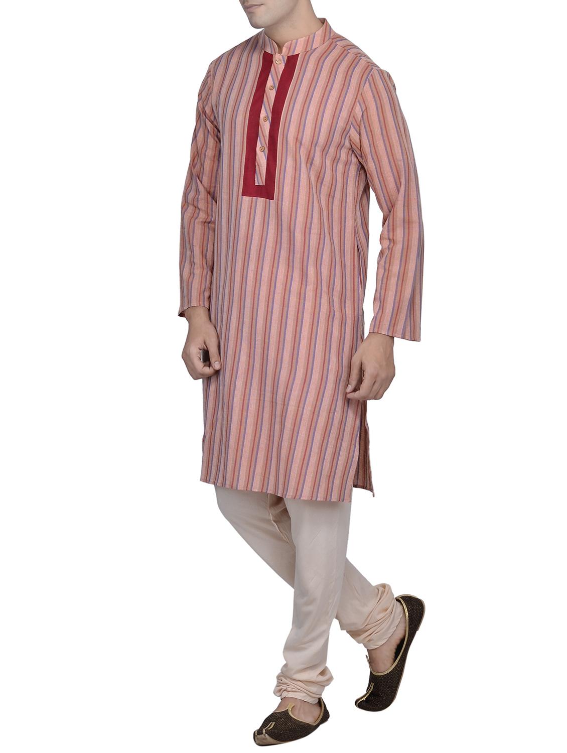 pink cotton long kurta - 14880703 - Standard Image - 1