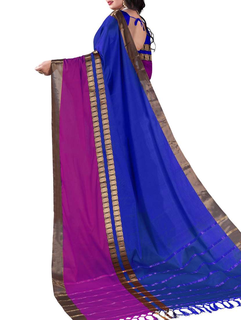 blue silk woven saree with blouse - 14881881 -  Standard Image - 1