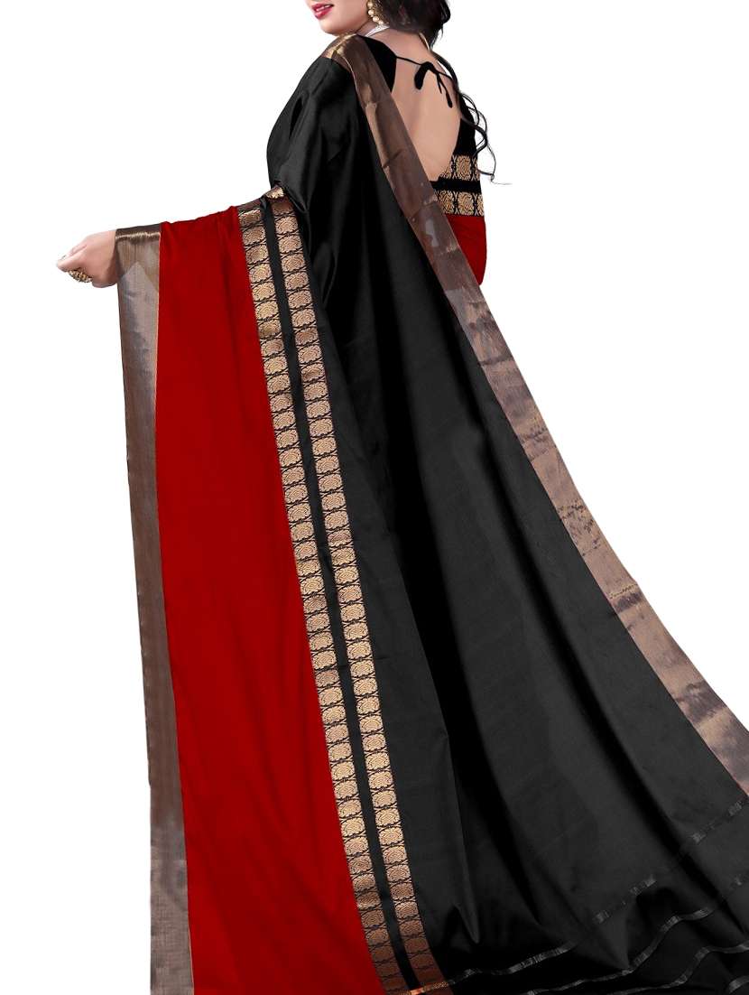 black silk woven saree with blouse - 14881884 -  Standard Image - 1