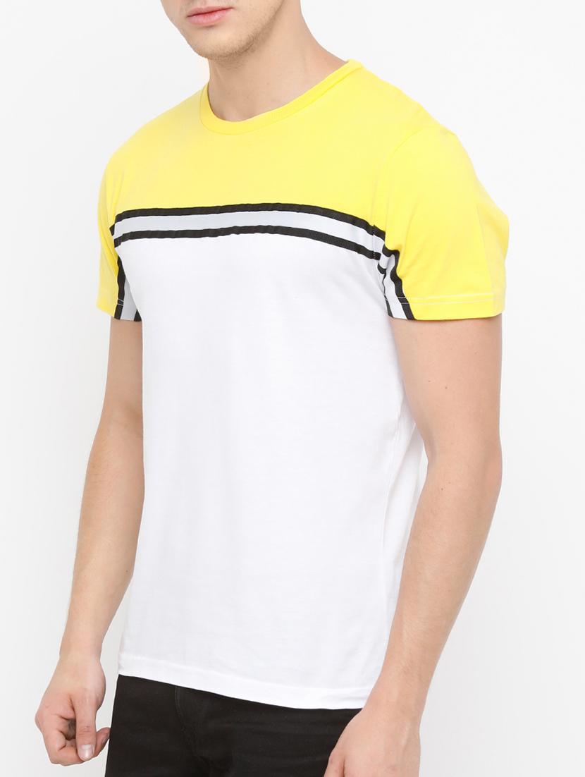 white cotton color block t-shirt - 14882323 - Standard Image - 1