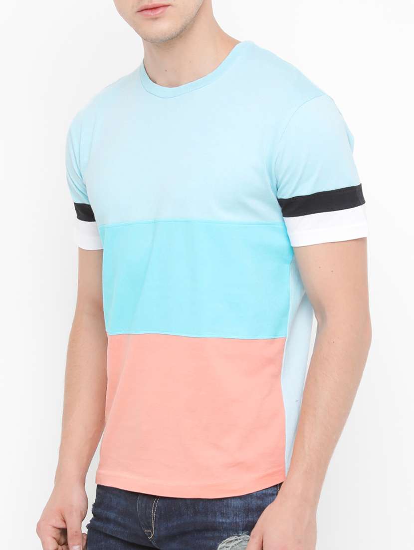 multi colored cotton color block t-shirt - 14882325 -  Standard Image - 1