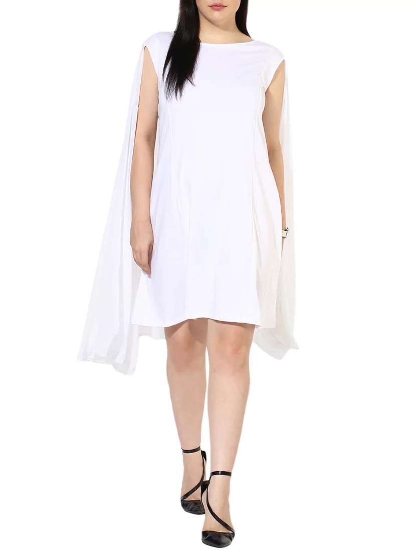 cape detail solid dress