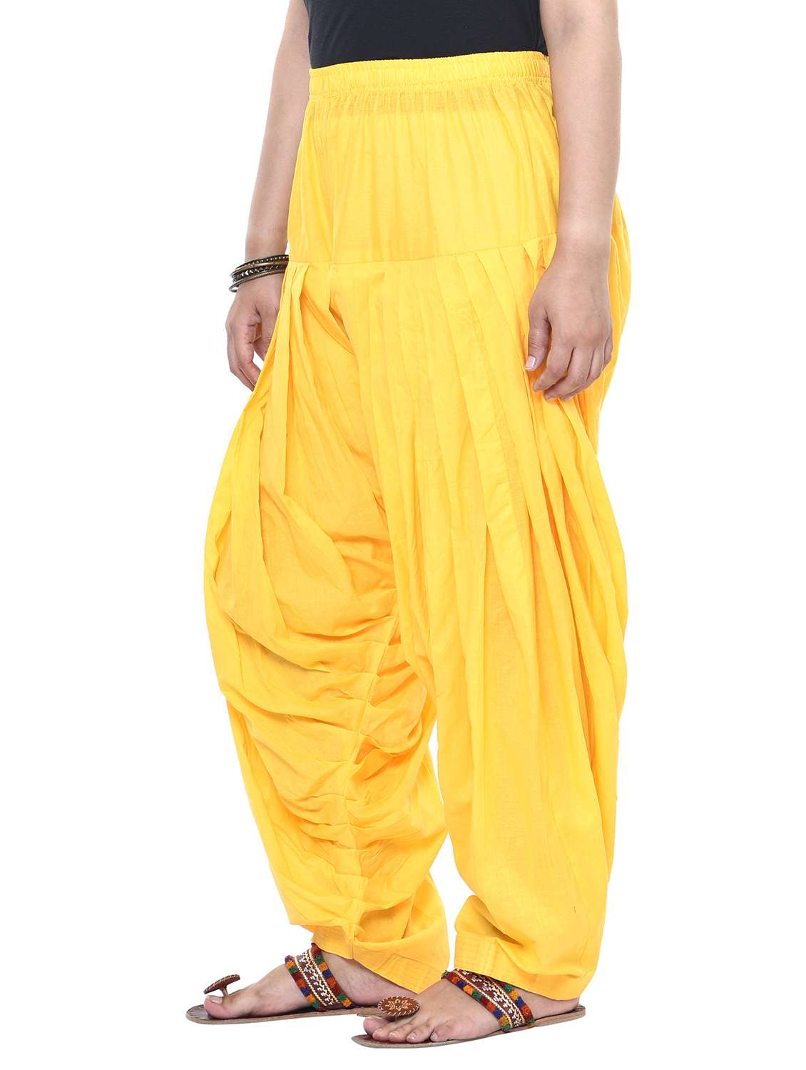 yellow cotton blend patiyala salwars - 14885976 -  Standard Image - 1