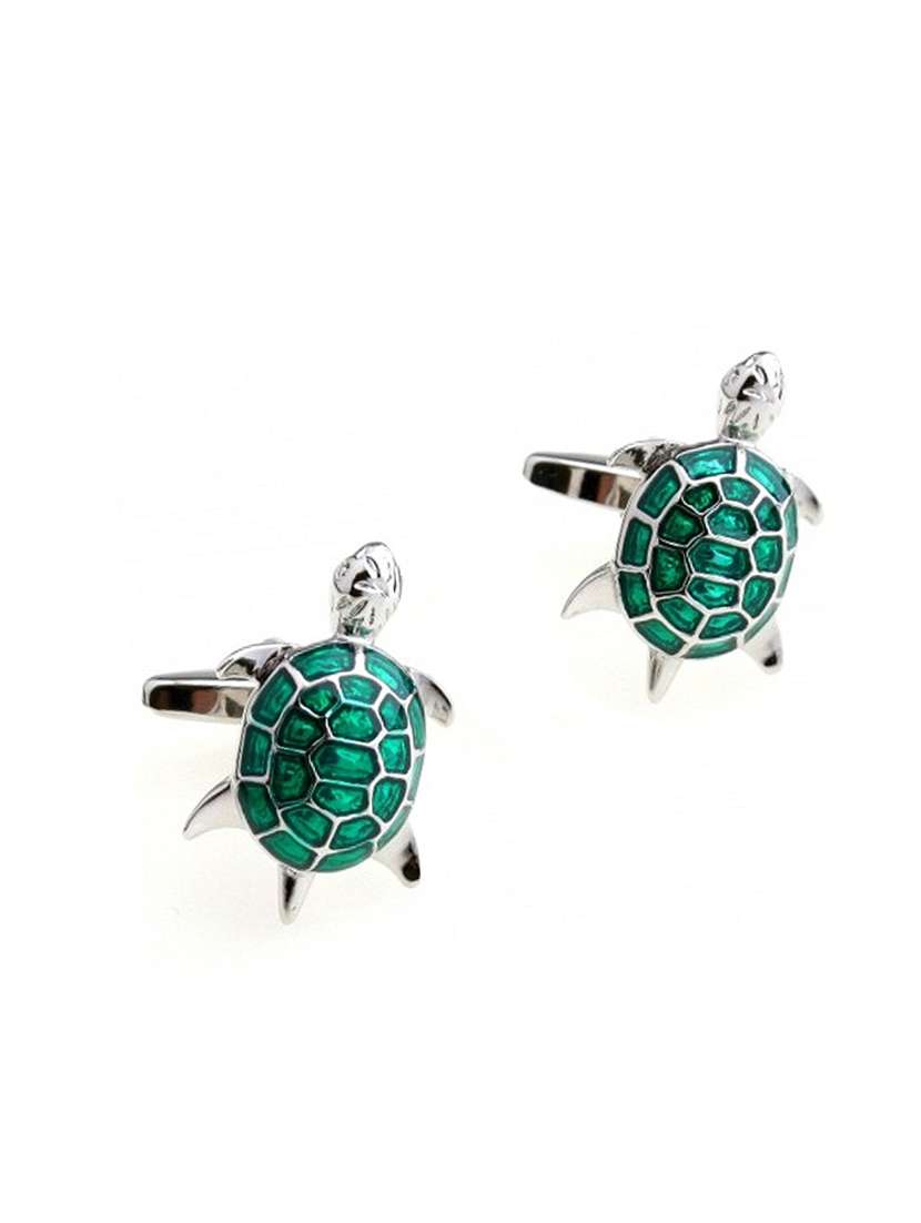 green metal cufflink