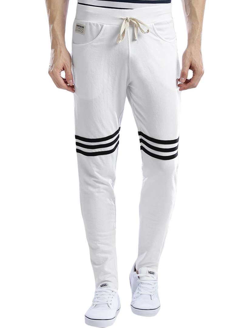 white cotton  full length track pant