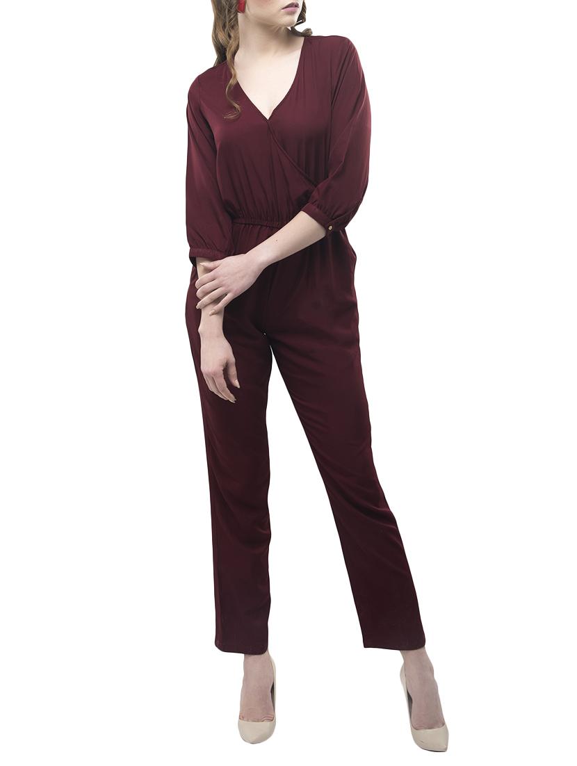 red solid full leg jumpsuit - 14891312 -  Zoom Image - 0
