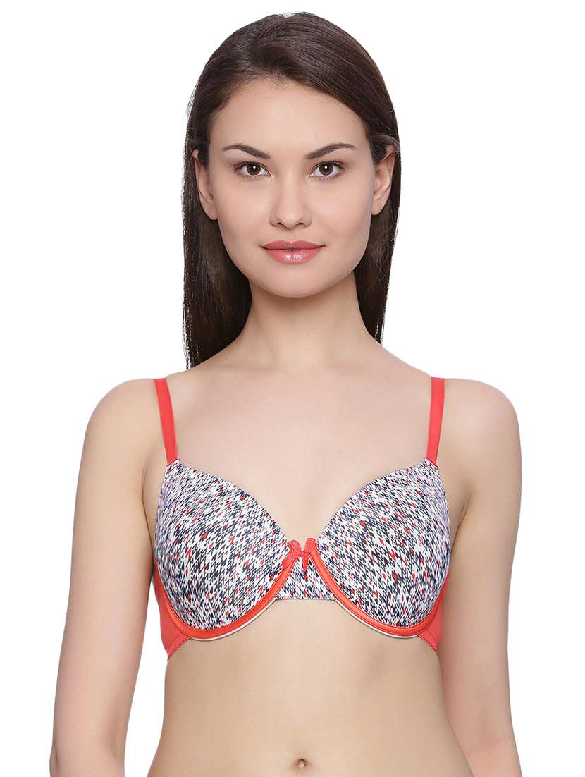 contrast bow patch push up bra