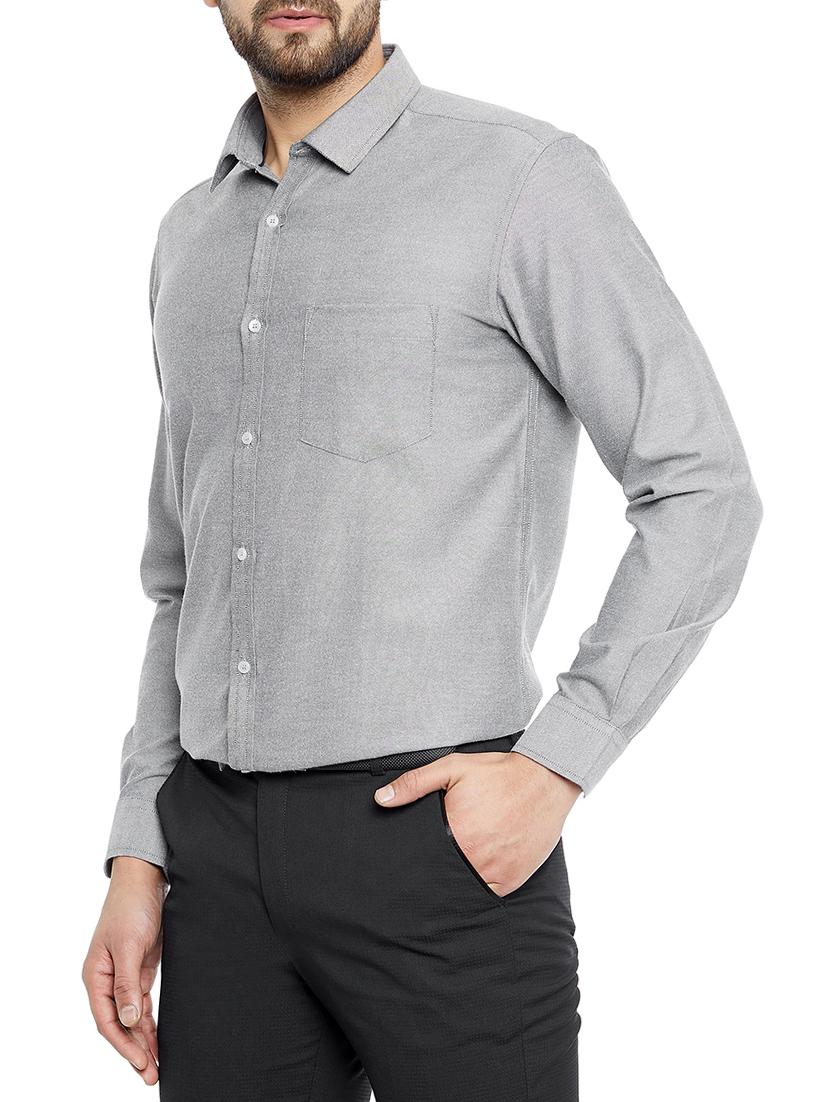 grey cotton blend formal shirt - 14896172 - Standard Image - 1
