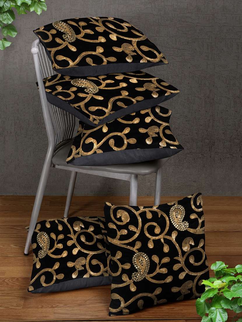 black set of 5 cushion covers