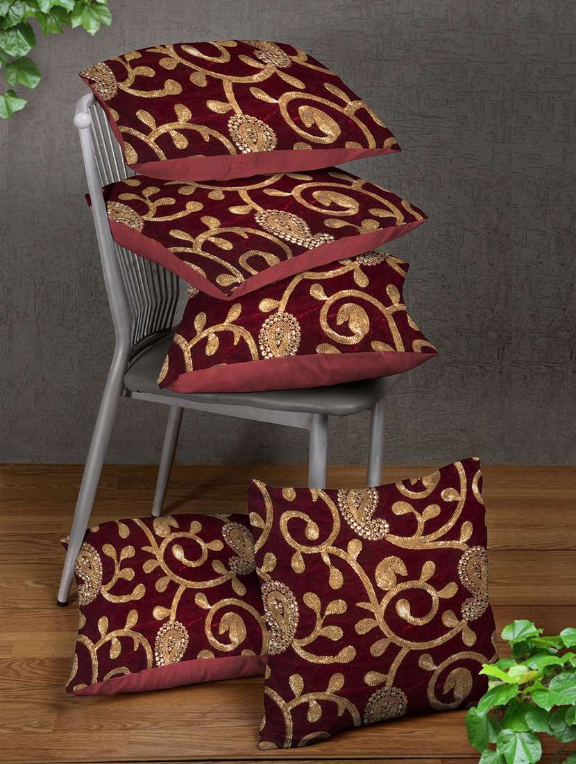red set of 5 cushion covers