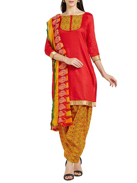 red cotton salwar suit unstitched