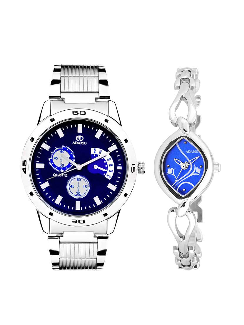 adamo designer analog couple combo wrist watch 108-2455sm05