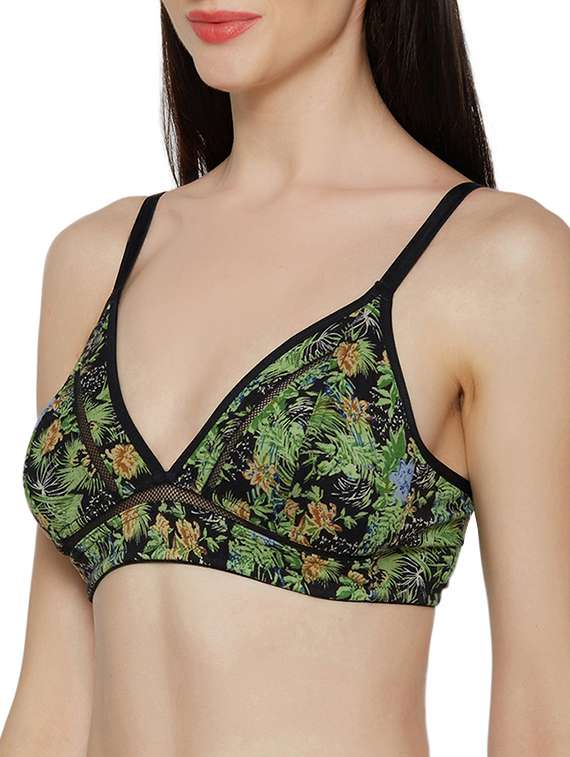 green printed cotton blend bra - 14900681 -  Standard Image - 1