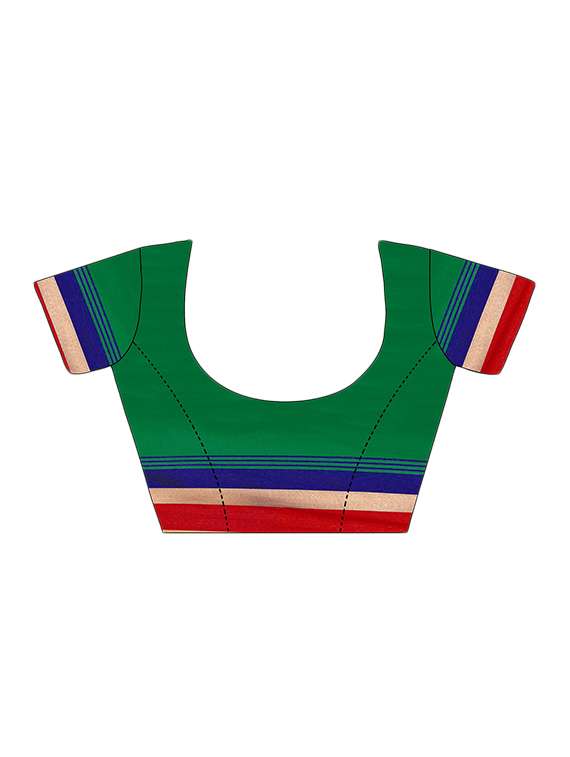 contrast zari border saree with blouse - 14902995 -  Standard Image - 1