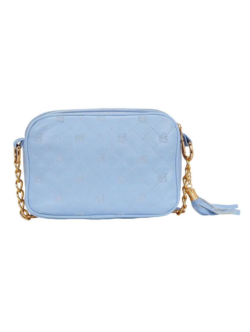 blue leatherette regular sling bag