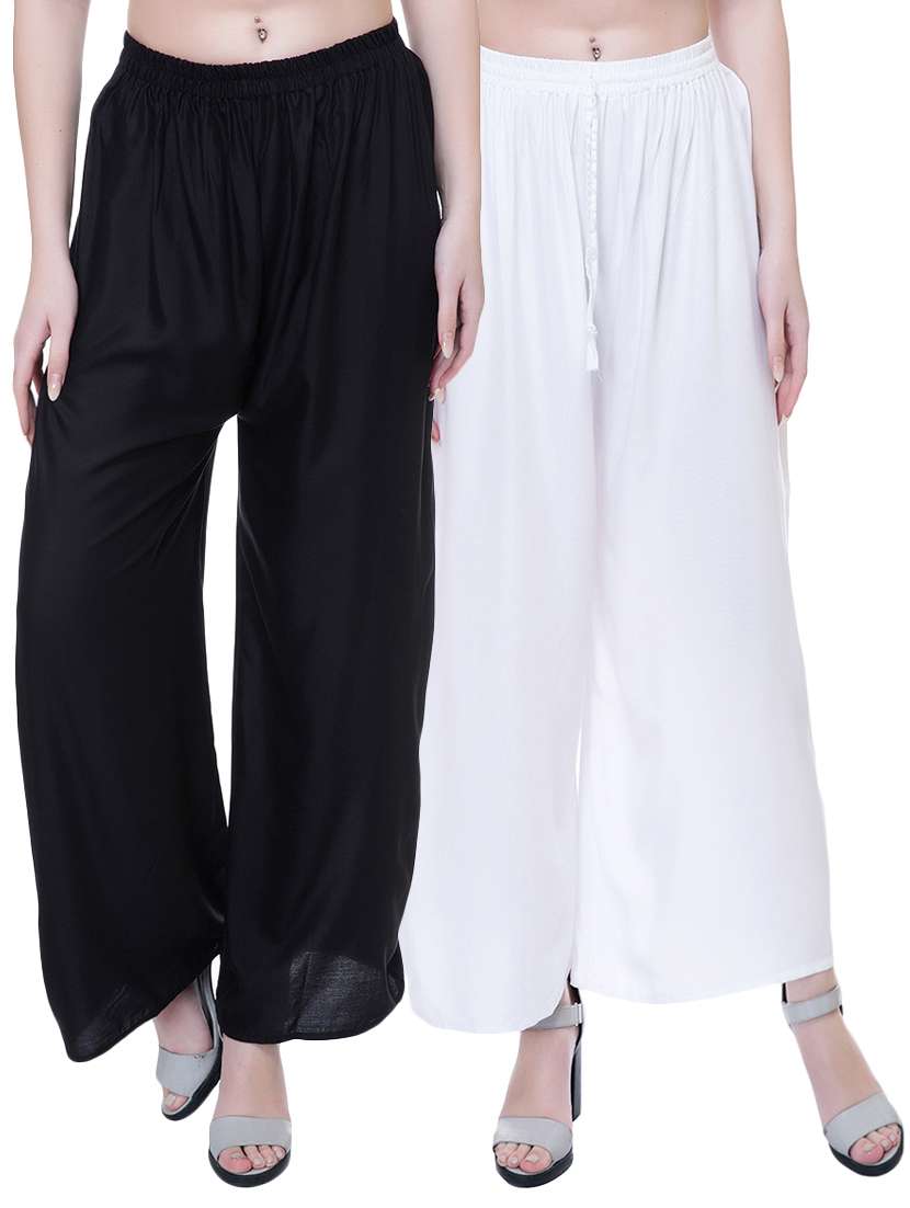 set of 2 multi colored solid palazzo