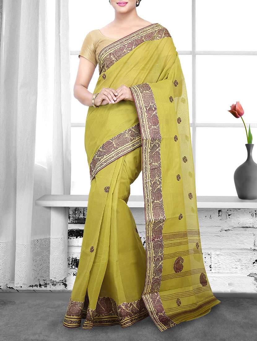 green cotton handloom saree
