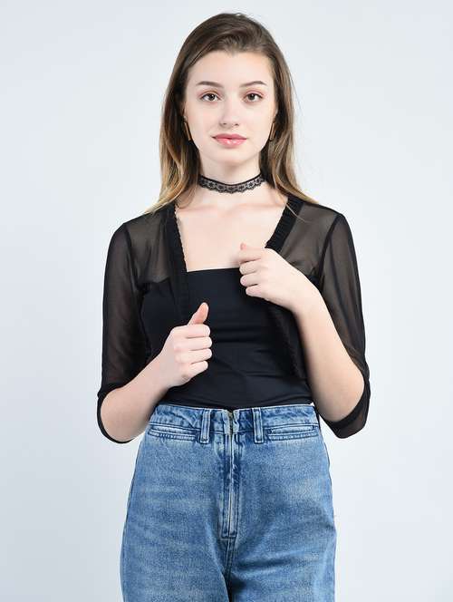 black solid net shrug - 14914173 -  Standard Image - 0