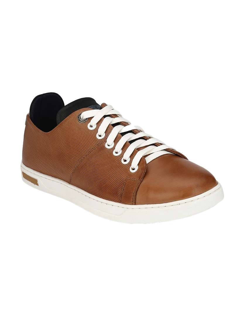 tan leatherette lace up sneaker