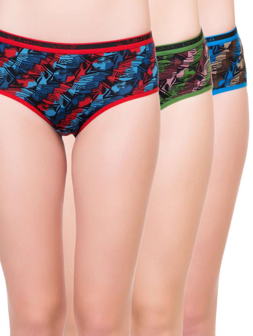 set of 3 multi colored hipster panty