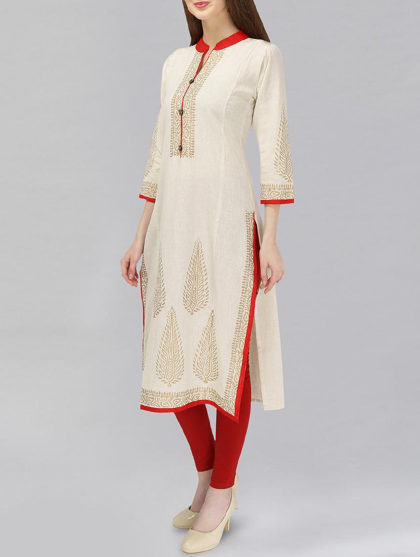 white cotton straight kurta - 14916515 -  Standard Image - 1