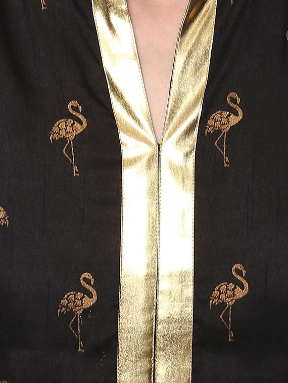 black synthetic a-line kurta - 14920020 -  Standard Image - 4