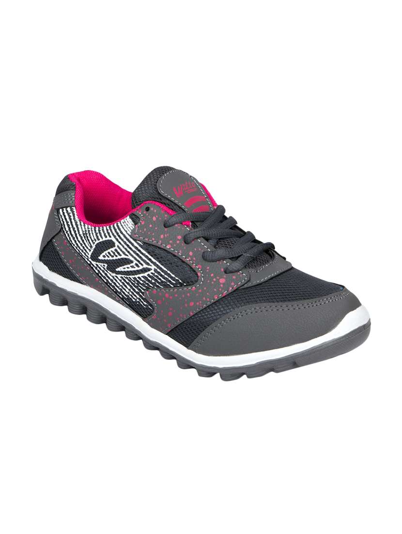 grey mesh laceup sports shoes