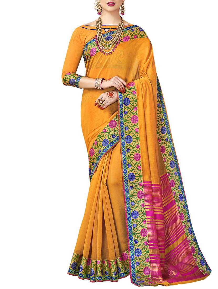 zari bordered chanderi saree with blouse