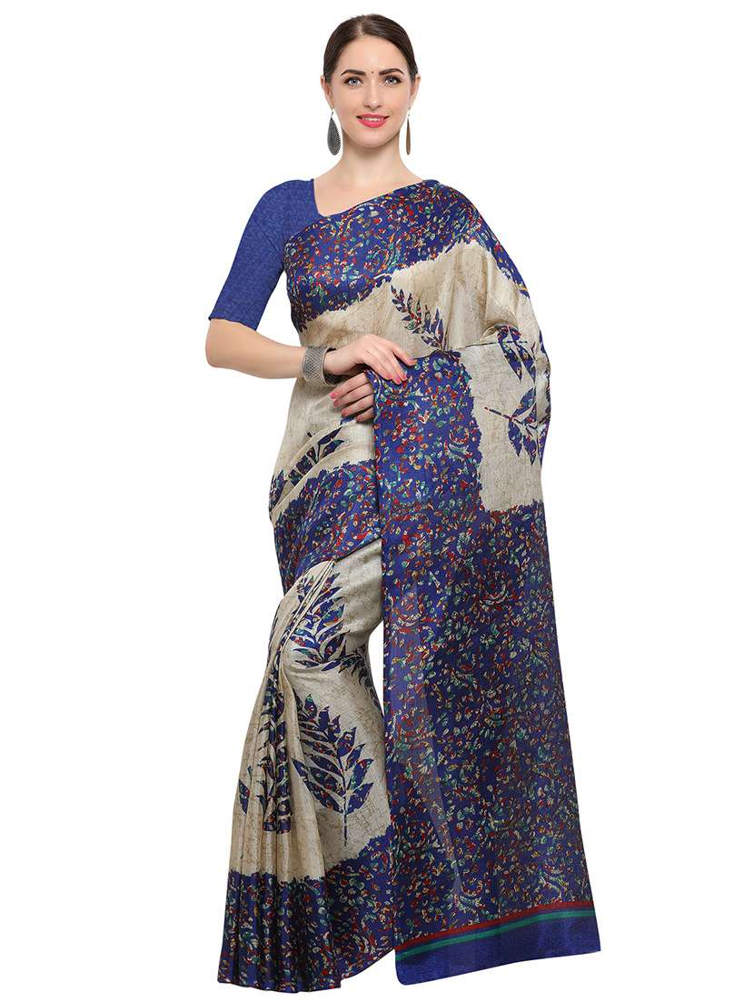 beige art silk bhagalpuri saree with blouse