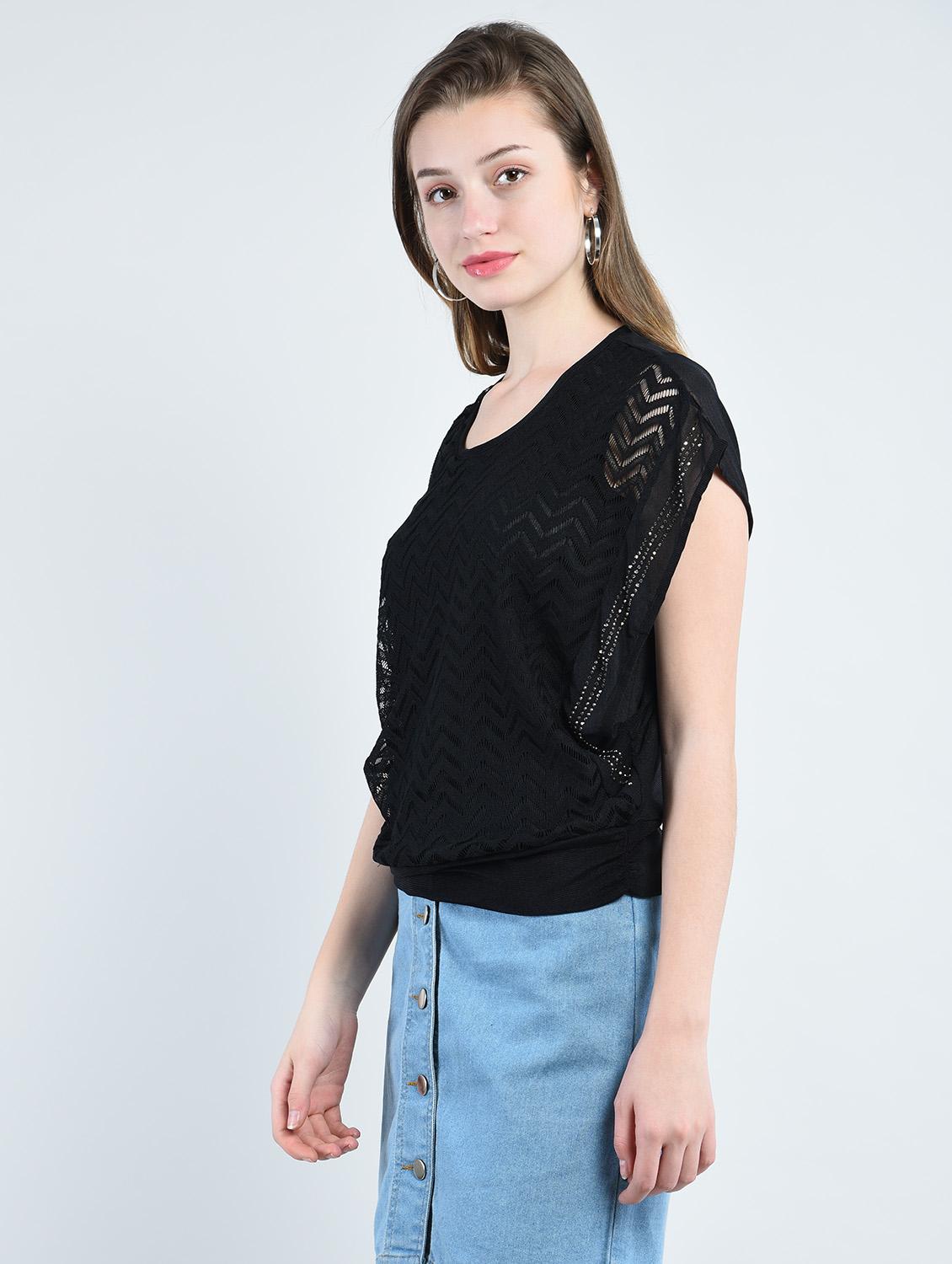 chevron knit embellished top - 14929073 -  Standard Image - 1