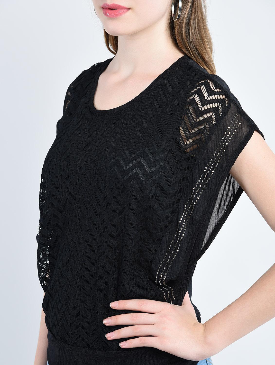 chevron knit embellished top - 14929073 - Standard Image - 4
