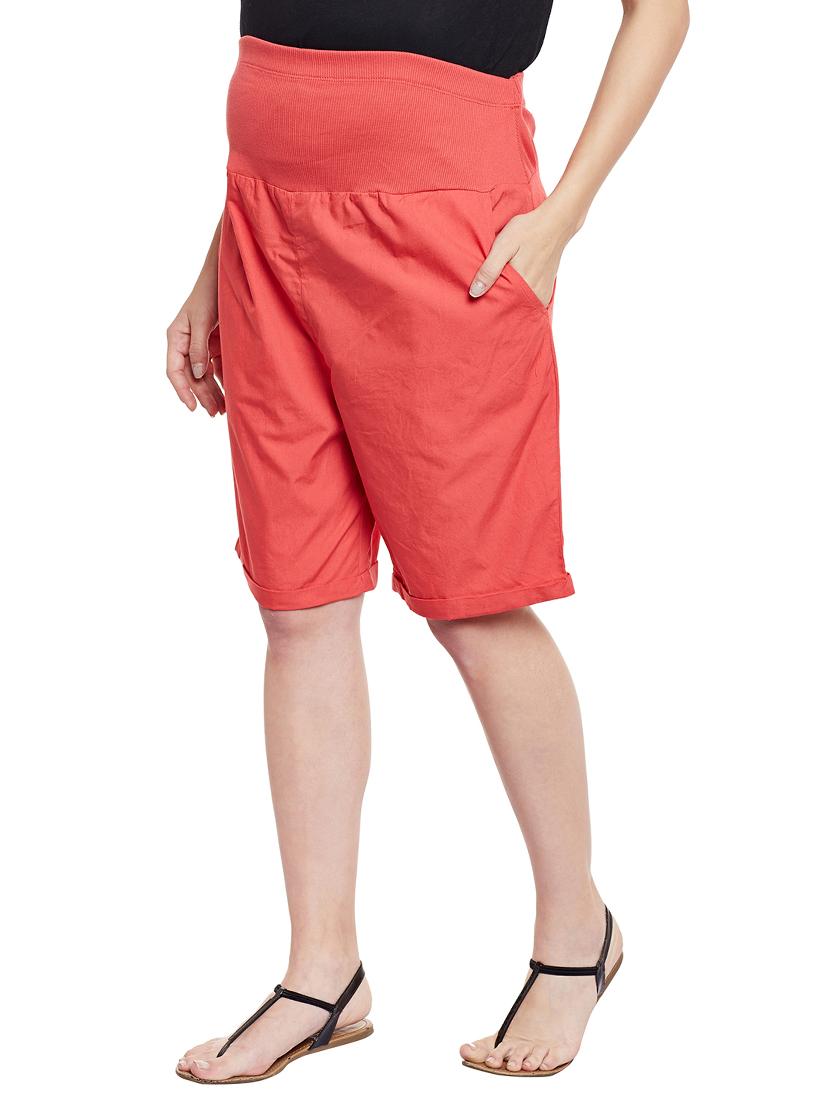 red cotton maternity wear shorts - 14929388 - Standard Image - 1