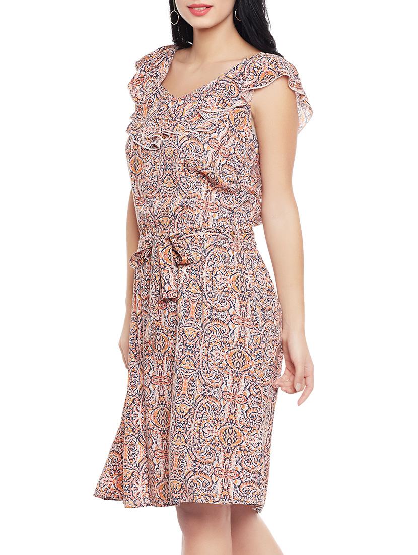 orange printed blouson dress - 14929517 -  Standard Image - 1