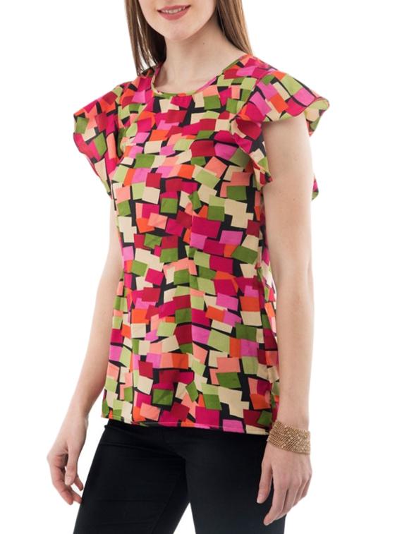 pink printed crepe top - 14930579 -  Standard Image - 1