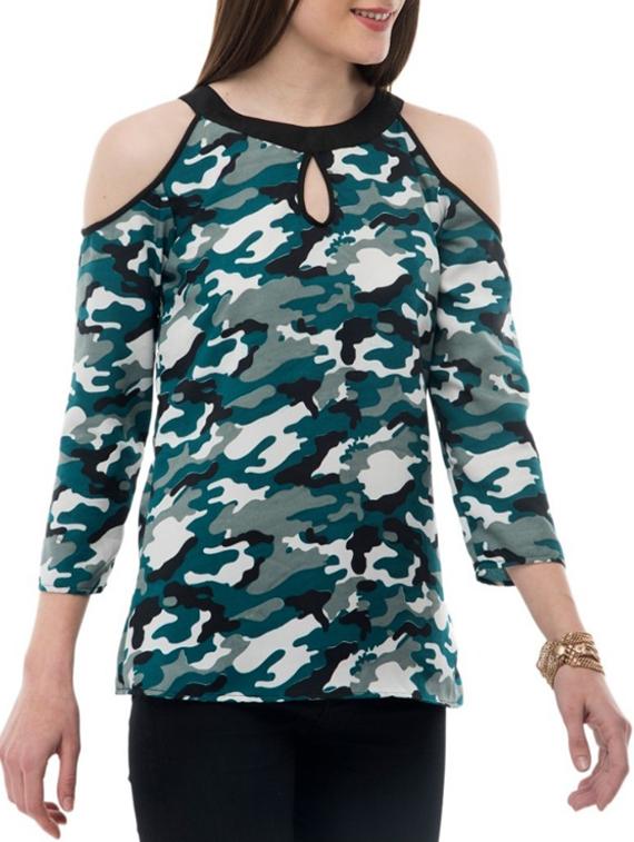 women's straight key hole neck top - 14930593 - Standard Image - 1