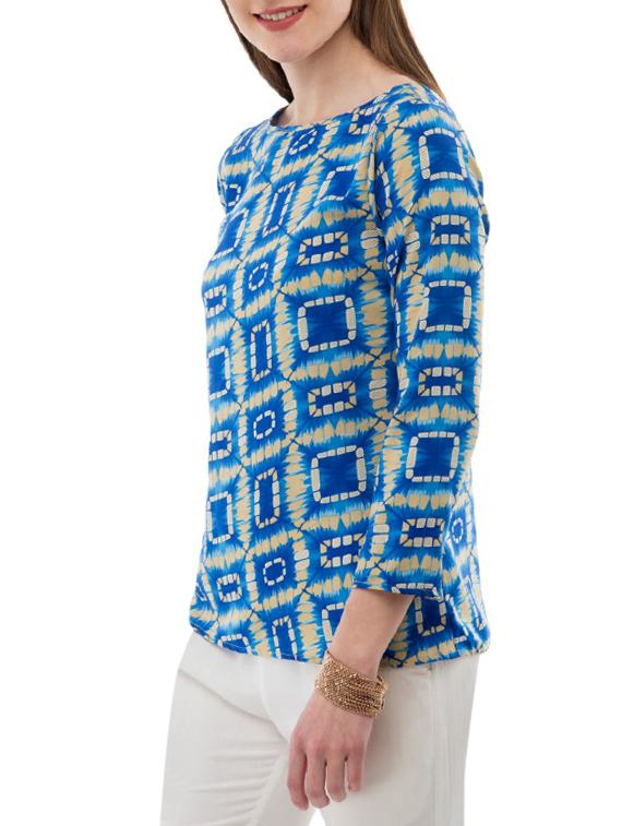 boat neck printed top - 14930604 - Standard Image - 1