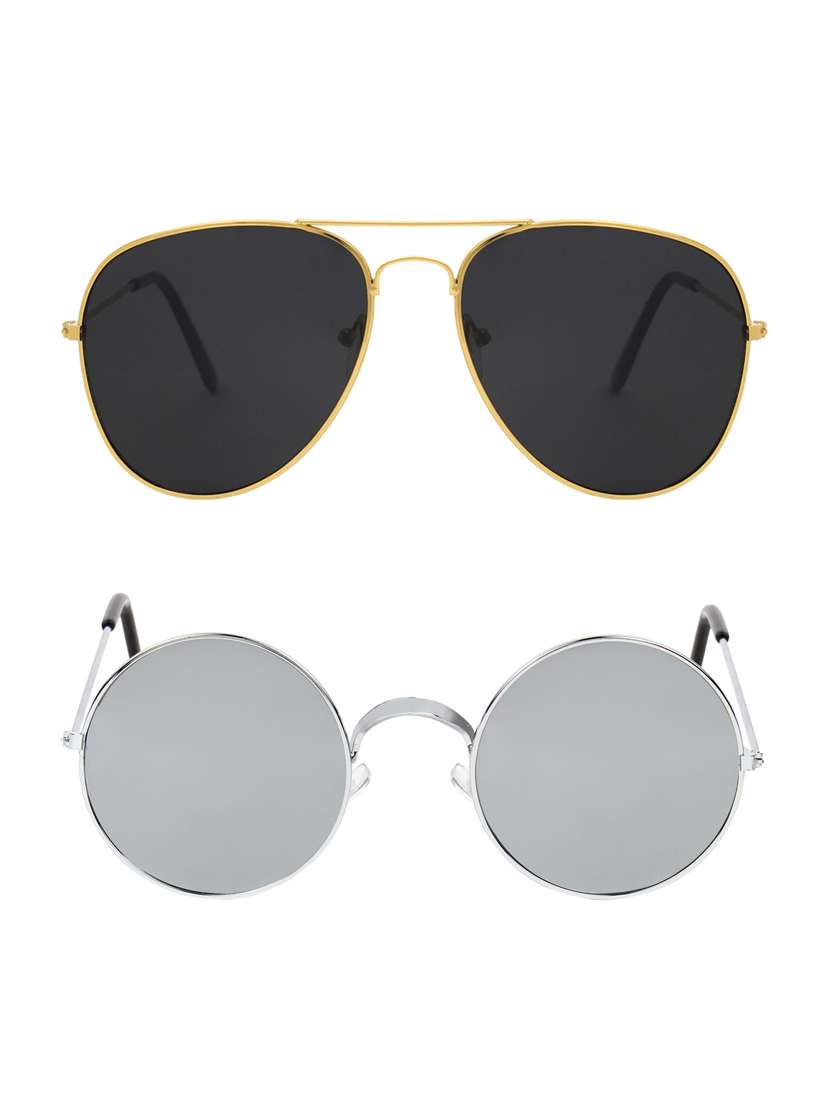 abner combo of aviator & round sunglases