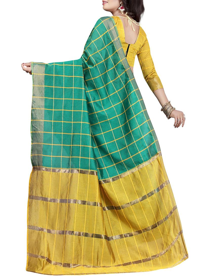 turquoise silk woven saree with blouse - 14933606 -  Standard Image - 1