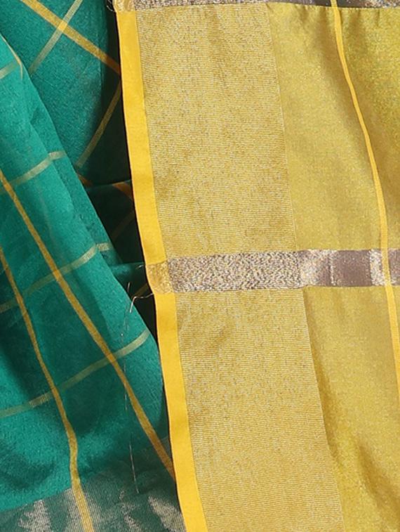 turquoise silk woven saree with blouse - 14933606 - Standard Image - 4