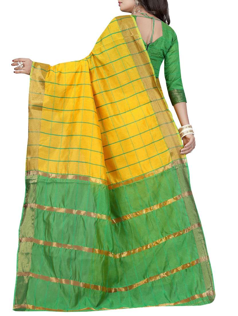 yellow silk woven saree with blouse - 14933615 -  Standard Image - 1