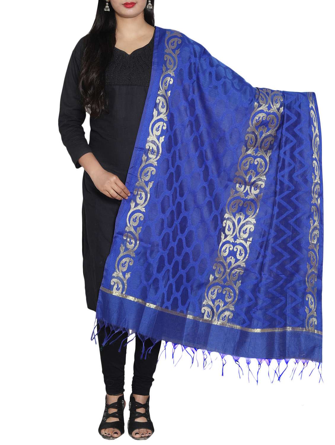 blue chanderi dupatta