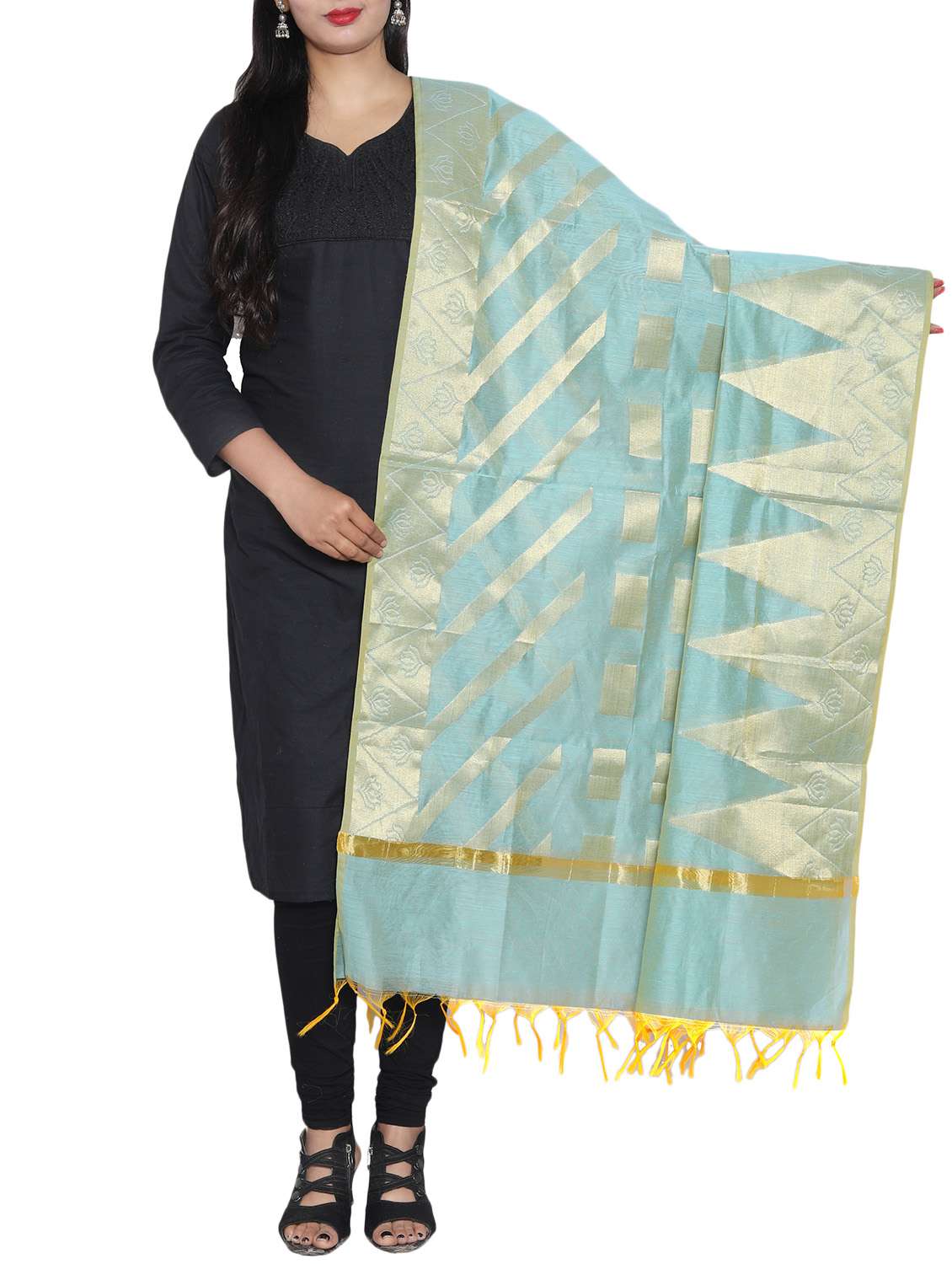 sky blue chanderi dupatta