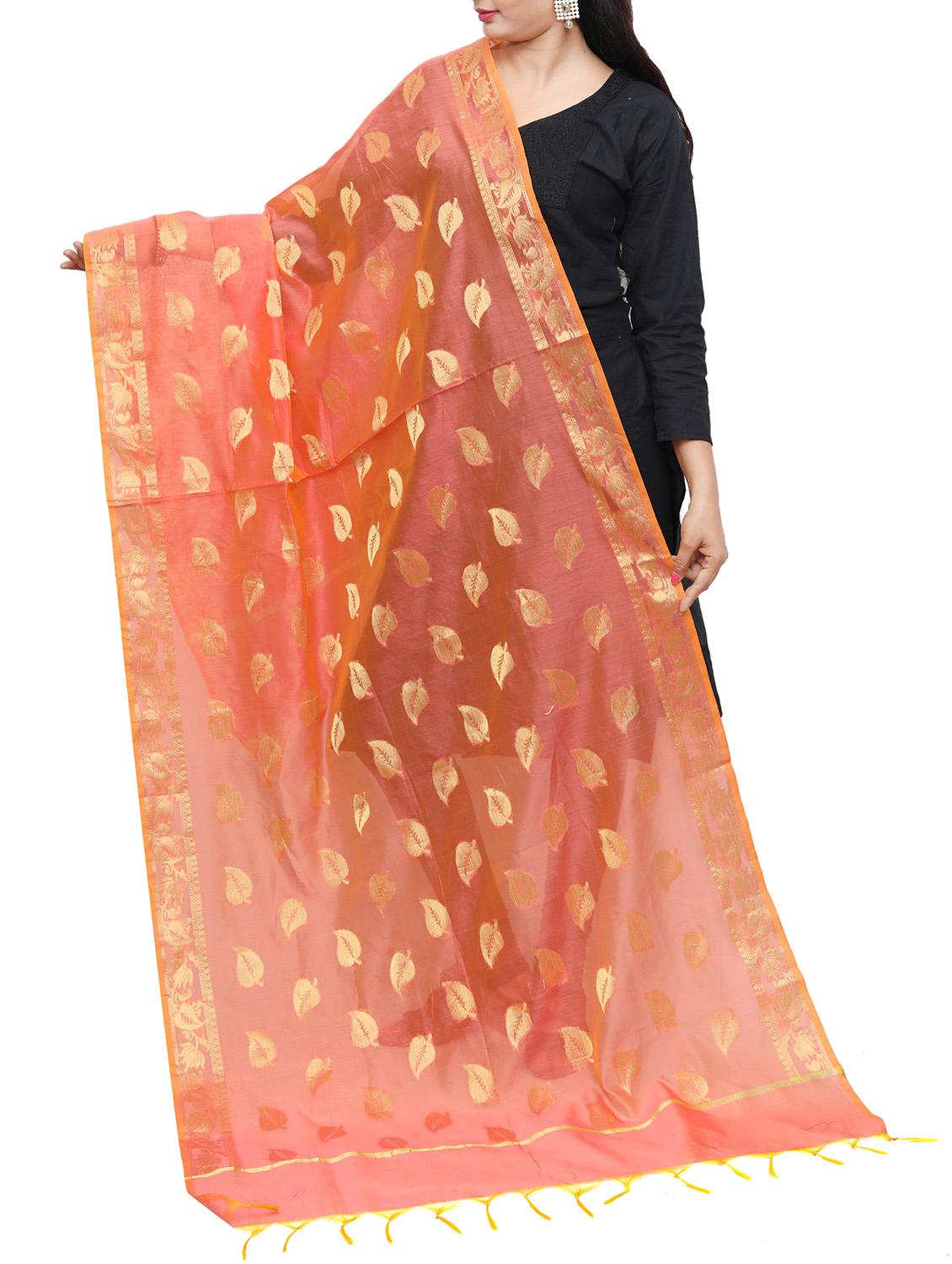 peach chanderi dupatta - 14935008 -  Standard Image - 1