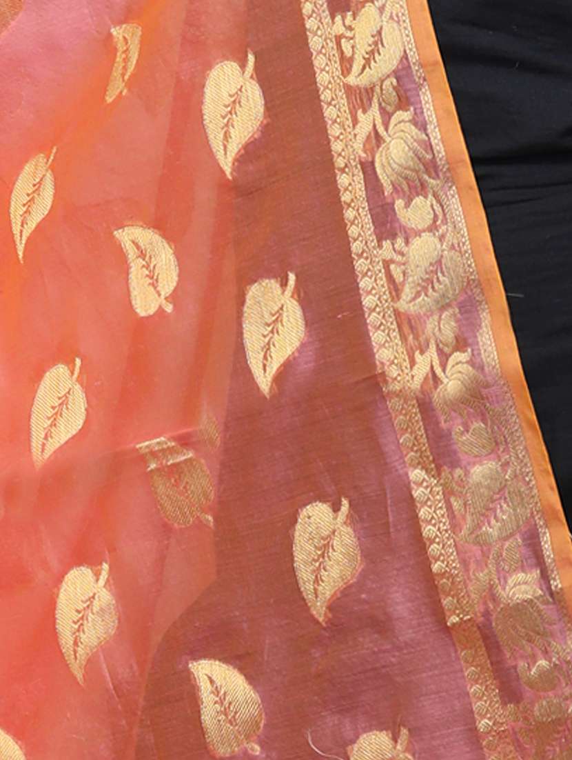 peach self designed chanderi dupatta - 14935010 - Standard Image - 1