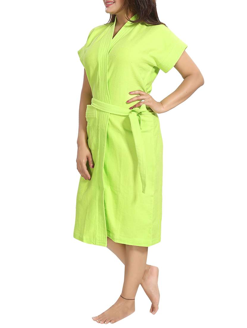 solid women cotton bath robe - 14936290 -  Standard Image - 1